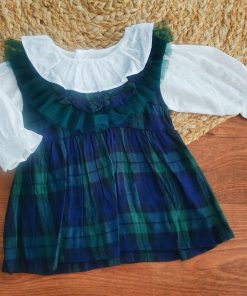 Girls Casual Frock - Blue and Green Check - FRK