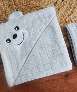 Micro Fiber Hooded Blanket / Hooded Bath Towel- 85x85cm - Grey - HBL