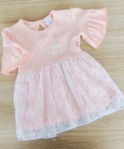 Girls Casual Frock - Orange with Lace Net - FRK
