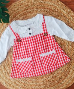 Girls Casual Frock - Red and White Check - FRK