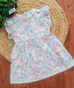 Girls Casual Frock - Orange Fruit and Leaf - FRK