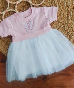 Girls Casual Frock - Pink and White - FRK