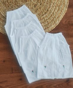 Back Knot cotton frock - White - LTBKF