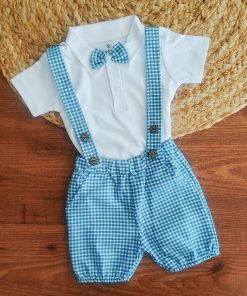 Boys Romper - Teal Green Check - BRP