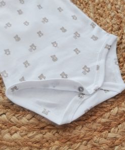 Romper/Onesie - White with Brown Bear - AZBS - Image 2