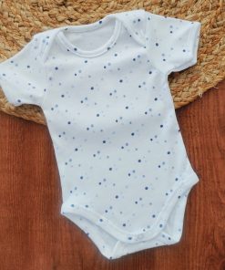 Romper/Onesie - White with Blue and Dark Blue Dot - AZBS