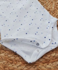 Romper/Onesie - White with Blue and Dark Blue Dot - AZBS - Image 2