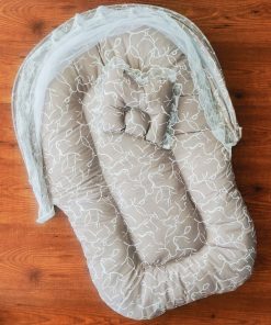 Foldable Cotton Bedding Set - 100x54cm - Dark Beige with White Print - BS1