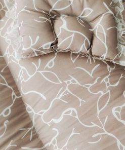 Foldable Cotton Bedding Set - 100x54cm - Dark Beige with White Print - BS1 - Image 2