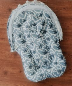 Foldable Cotton Bedding Set - 100x54cm - Light Blue Grey with Big Floral - BS1