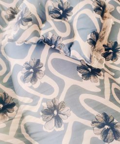 Foldable Cotton Bedding Set - 100x54cm - Light Blue Grey with Big Floral - BS1 - Image 2