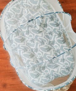 Foldable Cotton Bedding Set - 100x54cm - Light Blue Grey with Big Floral - BS1 - Image 3