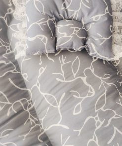 Foldable Cotton Bedding Set - 100x54cm - Slate Grey with White Print - BS1 - Image 2
