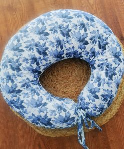 Mother Feeding Pillow  - White with Blue Autumn Leaf - MFPL