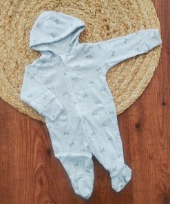 Hooded Sleeping Suit - Gray with Dog Print - SS1