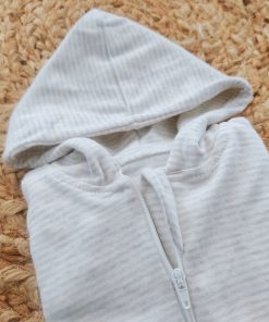 Alternative view of Hooded Sleeping Suit - Gray White Stripe - SS1