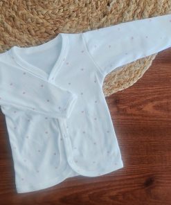 Full Sleeve Jhabla Front Button - Offwhite with Pink Heart - FSJ1