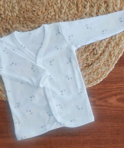 Full Sleeve Jhabla Front Button - Off white with Gray Kola - FSJ1