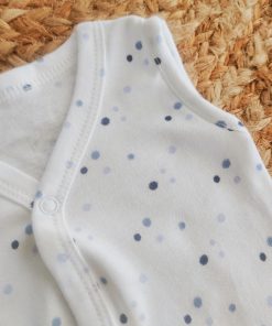 Alternative view of Sleeveless Jhabla Front Button - White with Blue and Dark Blue Dot - FSJ1