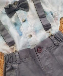 Alternative view of Half Sleeve shirt and Pants with Suspender - Blue and Grey - SP1