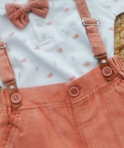 Alternative view of Half Sleeve Shirt and Shorts with Suspender - Rust and White - SS1
