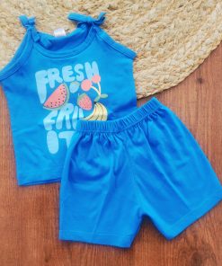 Girls Top and Shorts Set - Fresh Fruits Blue - TB1