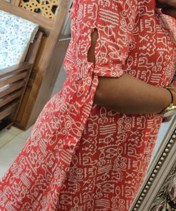 Alternative view of Maternity Casual Feeding Dress - Red and White Traditional Print - MCFK