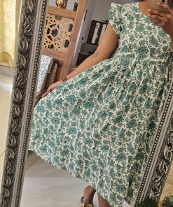 Alternative view of Maternity Casual Feeding Dress - White with Green Floral - MCFK