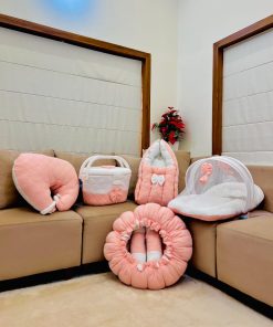 Baby Premium Essential Accessory 5 Piece Set - Peachy Pink and White - BS1