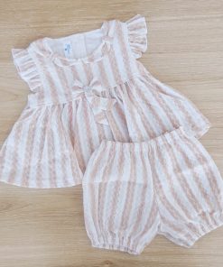 Top and Shorts - GTHS - White with Peach Strip