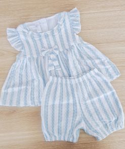 Top and Shorts - GTHS - White with Blue Strip
