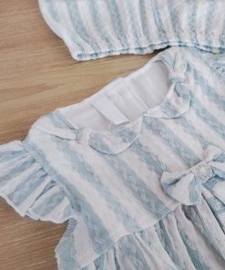 Alternative view of Top and Shorts - GTHS - White with Blue Strip
