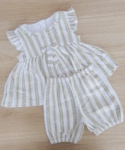 Top and Shorts - GTHS - White with Golden Strip