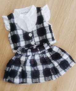 Girls Top and Skirt - White and Black Check - GTS1
