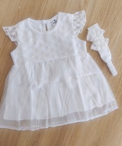 Girls Casual Frock - FRK -  White Net