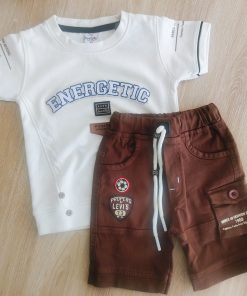 T-shirt and Shorts Set - BTS - Lite Cream T-shirt and Brown Shorts
