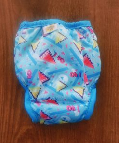 Alternative view of Reusable Fabric Diaper/Cloth Diaper - Sky Blue with Pink and Yellow Triangle - PPCDP