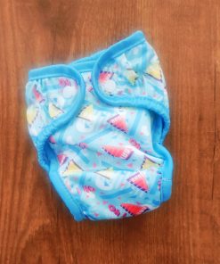 Reusable Fabric Diaper/Cloth Diaper - Sky Blue with Pink and Yellow Triangle - PPCDP