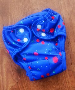Reusable Fabric Diaper/Cloth Diaper - Dark Blue with Cherry and Strawberry - PPCDP
