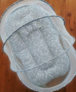 Foldable Cotton Bedding Set - 100x54cm - Bluish Gray with White Print - BS1 - Image 2