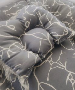 Foldable Cotton Bedding Set - 100x54cm - Bluish Gray with White Print - BS1 - Image 3