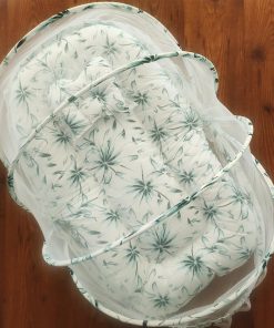 Foldable Cotton Bedding Set - 100x54cm - White with Blue Flowers- BS1 - Image 2