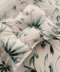 Foldable Cotton Bedding Set - 100x54cm - White with Blue Flowers- BS1 - Image 3