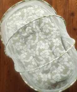 Foldable Cotton Bedding Set - 100x54cm - Olive Green with Big White Floral - BS1 - Image 2
