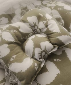 Foldable Cotton Bedding Set - 100x54cm - Olive Green with Big White Floral - BS1 - Image 3