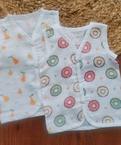 Organic Muslin Cotton Jhabla - Pack of 2 - Donut with Pear and Orange - JH1