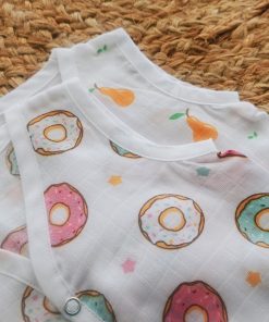 Organic Muslin Cotton Jhabla - Pack of 2 - Donut with Pear and Orange - JH1 - Image 2