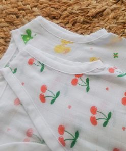 Organic Muslin Cotton Jhabla - Pack of 2 - Turtle with Duck and Cherry - JH1 - Image 2