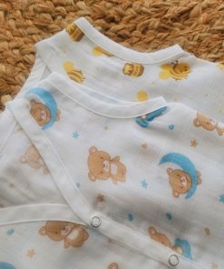 Organic Muslin Cotton Jhabla - Pack of 2 - Honeybee with Teddy - JH1 - Image 2