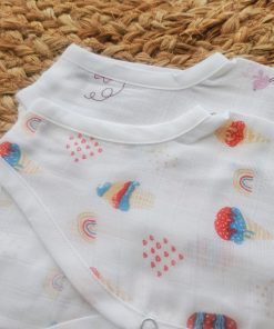 Organic Muslin Cotton Jhabla - Pack of 2 - Ice Cream with Bird and Butterflies - JH1 - Image 2